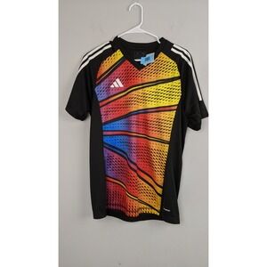 Adidas AEROREADY Soccer Jersey – Men's M Slim Fit Black‎ w/ Rainbow Stripe